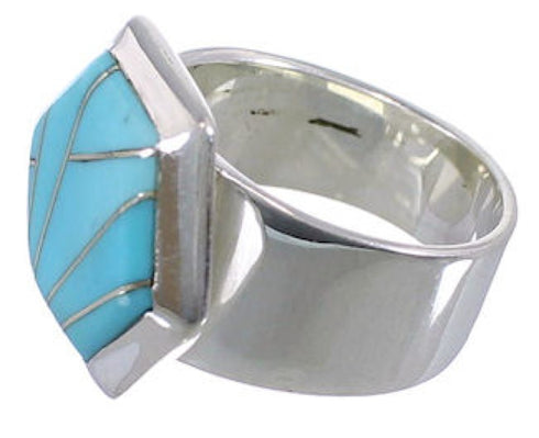 Turquoise Silver Southwest Heavy Ring Size 5-1/4 EX40606